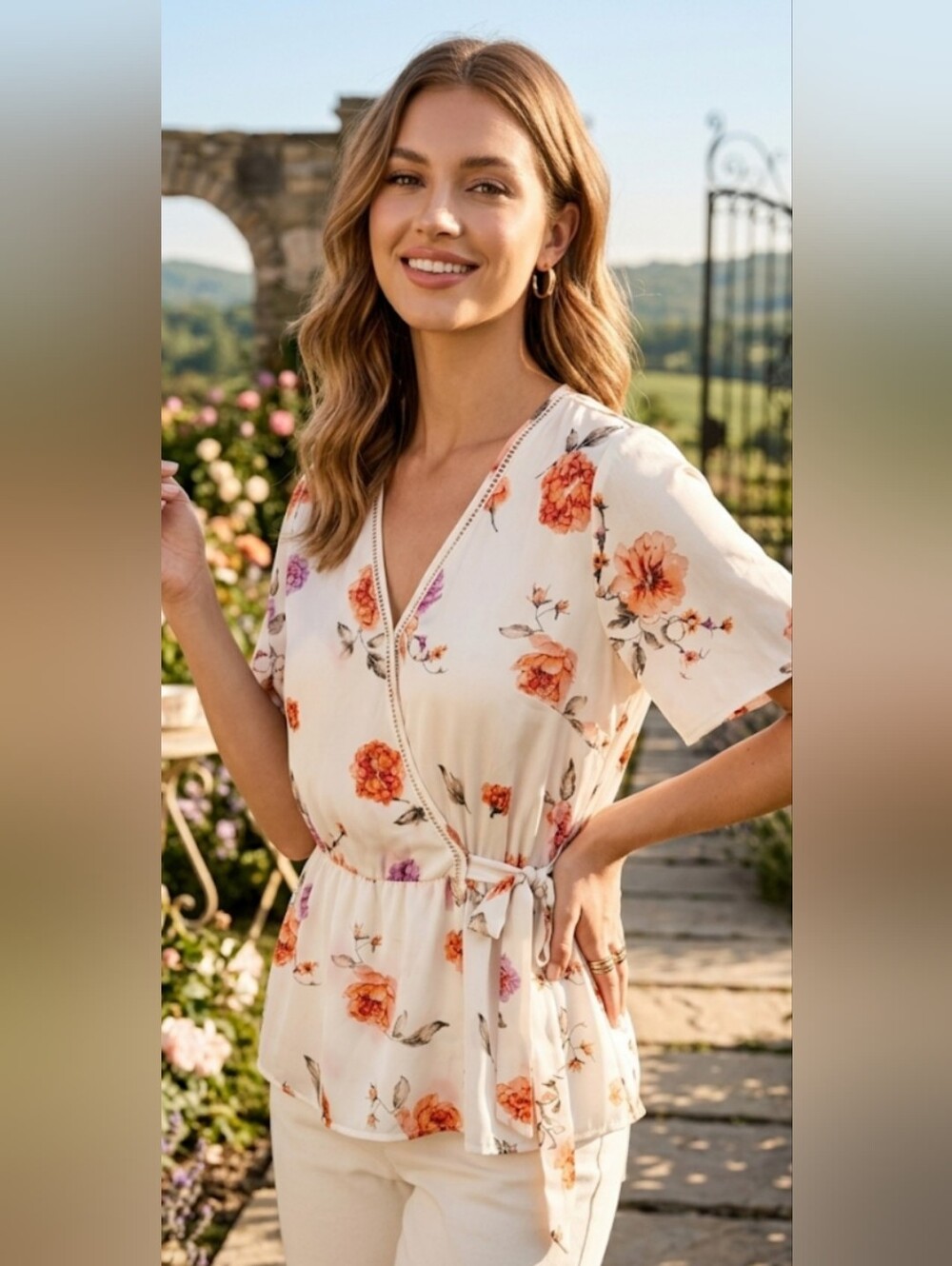 Sienna Sky Floral Tie Wrap Blouse